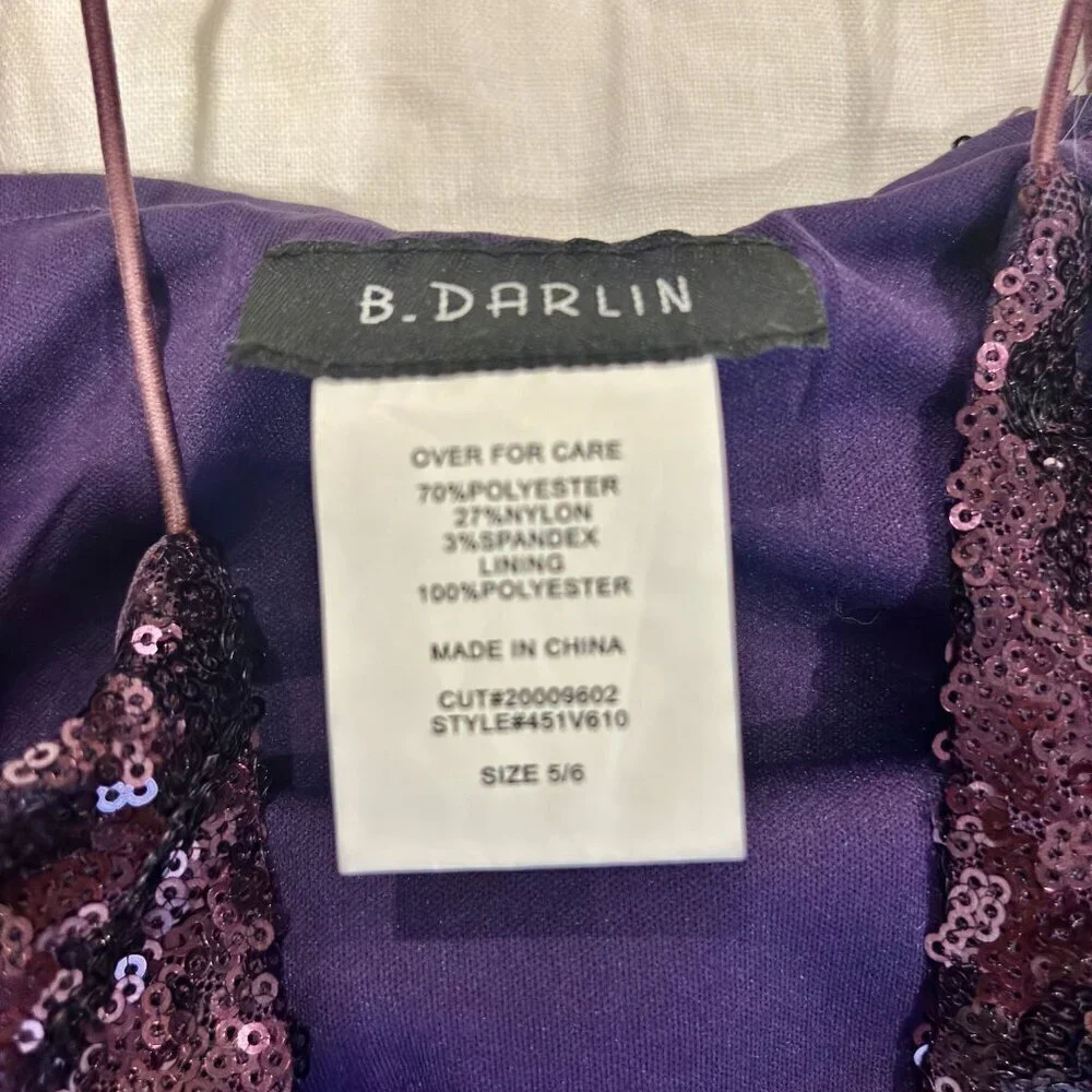 B. Darlin Purple Sequin Mini Dress Cocktail Mini Dress | Size 5/6 - Picture 5 of 7